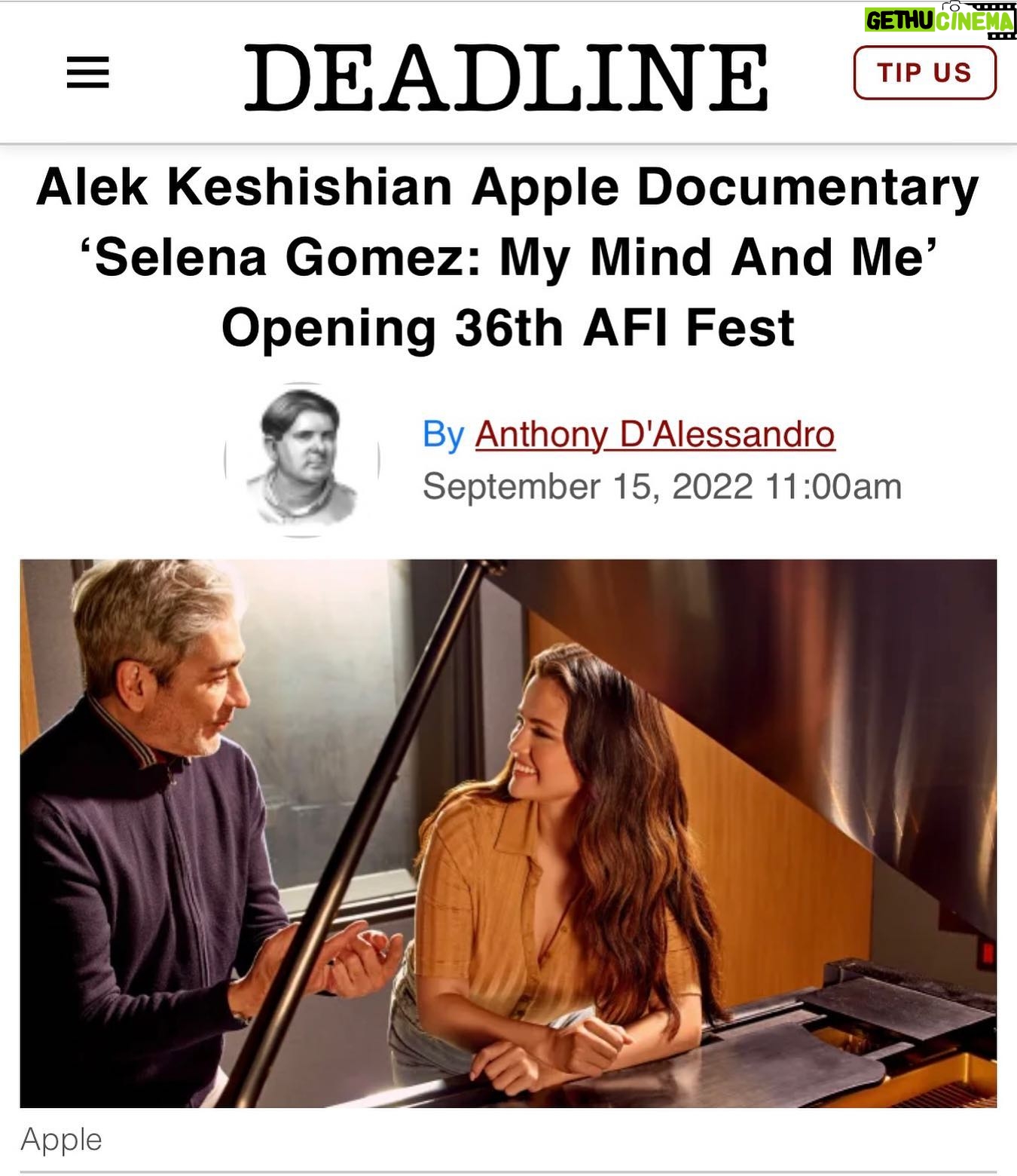Aleen Keshishian - 1.9K Likes - So excited for @selenagomez & @alekkeshishian #mymind&me @appletvplus
👏 ❤️ 🎬