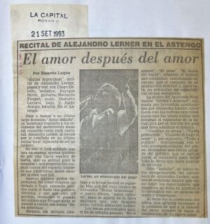 Alejandro Lerner Instagram - Vuelvo al Astengo de Rosario como en septiembre de 1993 ! 💜💜 @teatro_astengo 

🔥VUELVEN LOS LENTOS TOUR 2024 💜 ROSARIO👈 
Estaré con toda mi banda! Vamos a vivir una noche mágica! 

📌 20 DE SEPTIEMBRE | 
📍 TEATRO ASTENGO 
🟪 Reservá ahora tu lugar @tuentrada 

Los espero a todos! 💜💜 

Gracias @normarivascosta007 por recuperar esta joya de recuerdo !! 
 

#AlejandroLerner #Rosario #VuelvenLosLentos