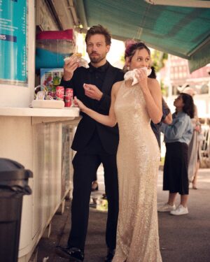 Aleksandr Kuznetsov Instagram - Pretending that I have my own tuxedo with @caldeira_helena 
📸 by amazing @mrbertiewatson 

big thanks to @stivali_boutiques and Paulo for dressing me for Cannes Film Festival, allowing me to temporarily look like as if I actually know what to wear