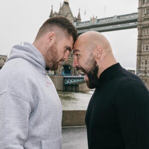 Alen Babic Instagram - Tower Bridge Face Off 👀 

@johnnyfisher1 & @alenthesavagebabic meet in the Capital to start fight week ⚔️ 

The Romford Bull and The Savage go to war this Saturday 🍿 

#FisherBabic #Boxing #Bosh 

----------------------------------------------------
Follow @matchroomboxing for exclusive content 👊
----------------------------------------------------