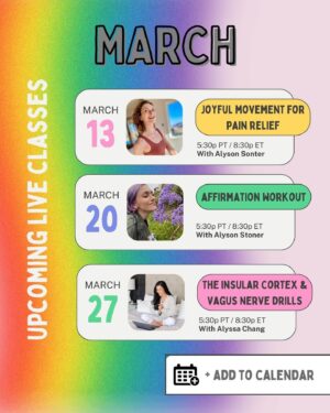 Alyson Stoner Instagram - 🕺🏻 Excited to lead double-header virtual classes if you want to join!:

📅 March 13 - Joyful Movement (Dance Cardio) @ 5:30p PST
All levels, low-pressure! A chance to find what feels good and release some stress and pressure you’ve been carrying. 

📅 March 20 - Affirmation Workout @ 5:30p PST
Low to moderate intensity circuit at your own pace. Options for Seated or Standing

Make sure to sign up! Only $10 total for both classes, plus access to @movementgenius. Link in bio.

Alt text: First slide is a selfie of Alyson wearing a dark blue blouse, second slide is a poster of the upcoming movement genius classes.