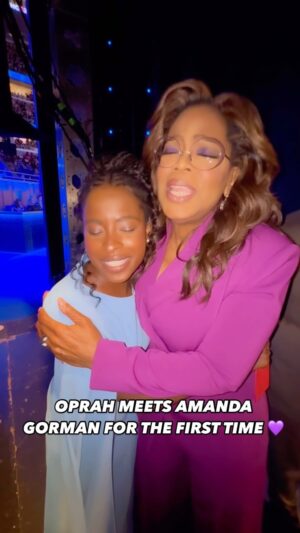 Amanda Gorman Instagram - @oprah has supported @amandascgorman through her young career, interviewing her through the power of technology, zooming with her, and talking on the phone. But did you know they had never met in person? It finally happened at the @demconvention when Lady O ran to shower Amanda with love when she got off the stage 💜💜💜