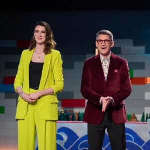 Amy Corbett Instagram - Happiest of birthdays to my fave Brickmaster! @brickmasterjamie 🥳 Whether it’s looking glam on stage, or doing laps round the studio in slippers and winter coats, it’s always a blast to hang out. Your passion for the LEGO system is contagious and I’m so proud to be your pal 🙌🎂🤩 

#legomasters #legomastersfox #legomastersusa #brickmasters #birthday #bffs #bts #behindthescenes