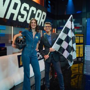 Amy Corbett Instagram - It’s almost the weekend, so let’s go behind the scenes of one of my fave episodes…Nascar! 🏎️🏁🏆
Such a fun one to make. Check out my LEGO Dots patches, designs customised to be totally on theme. And the awesome pit crew that showed us how to change a tyre in record speed!!! I was definitely not a natural, so I’ll leave it to the experts. What a great bunch! 
.
.
.
#legomasters #legomastersfox #legomastersusa #behindthescenes #behindthescenes🎬 #bts #lego #nascar #weekendvibes