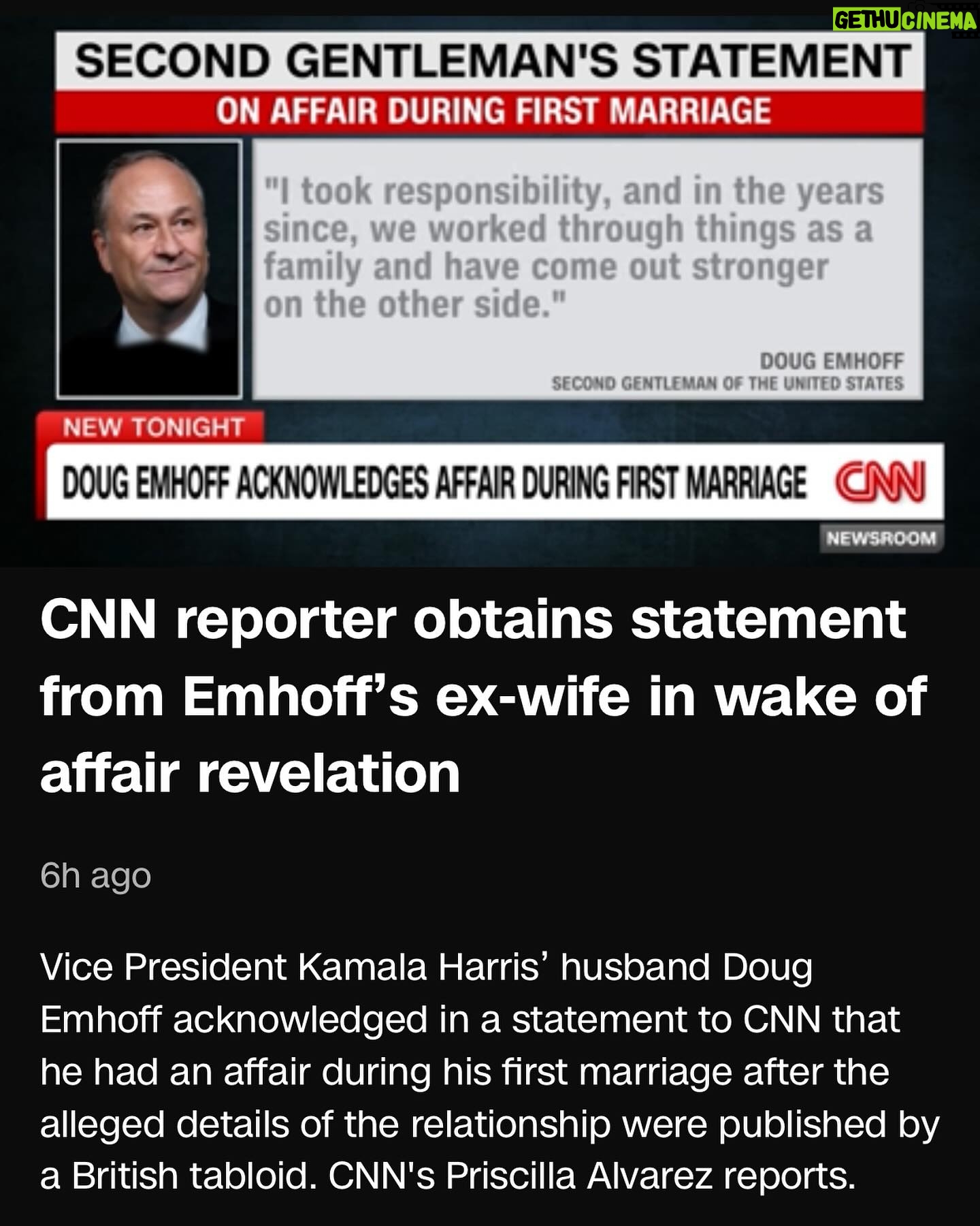 Ana Navarro - 38.4K Likes - Good morning from Greece. Where I just woke up to read this idiocy. Y’all telling me in Britain and the US we are digging-around about an affair Doug Emhoff -WHO IS NOT RUNNING FOR PRESIDENT- had decades ago when he was NOT married to @kamalaharris? This is what I mean by double-standard. This is so stupid. Kamala is running against a guy who cheated on every one of his wives, including with a Playboy Bunny and a porn star. But we’re dragging Doug’s poor ex-wife who doesn’t have a damn thing to do with any of this, through the coals? OK. Now do Melania…if you can find her!