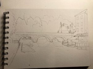 Andrew Peterson Instagram - Found some time to do some Sunday painting, this time adding some color to an in-person ink sketch I started this summer in Oxford. Big thanks to @aedanpeterson and @mcgregor1354 for the watercolor advice!