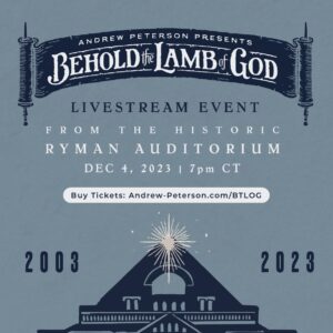 Andrew Peterson Instagram - The 2023 Behold the Lamb of God tour starts in 13 days! Tickets are selling quickly, so we hope you'll grab yours and join us on the road to celebrate the coming of Christ. Don't see a show you can make? We'd love for you to join us on the livestream on December 4th. Visit andrew-peterson.com/tour for tickets.
- Team AP