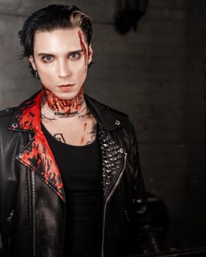 Andy Biersack Instagram - Swing it to the skies 🔪
@blackveilbrides #bleeders out now🩸

📷 @shawnbrandonmedia