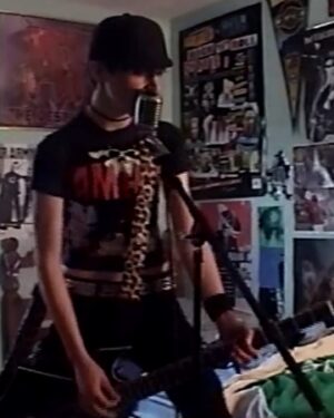 Andy Biersack Instagram - Thinking a lot today about the impact that music has on a person’s life. I saw a quote from the actor Ethan Hawke talking about how vital art is to the human experience and it struck me how without the songs and words of my heroes I would likely be an entirely different person. When I was 12/13 and listening to @alkaline_trio the words of Matt and Dan felt like religious text. They were the scriptures by which I built myself up and found confidence in who I was. Spending hours upon hours singing those songs and putting on pretend rock shows in my room wishing to be like them and to connect with other people the way they connected with me. There are countless bands and artists like AFI, Social Distortion, Bruce Springsteen, The Misfits etc. that inspired me endlessly but without discovering Alkaline Trio I’m not sure I would be who I am today. Here’s a bunch of photos of me as a pre teen pretending to be Matt Skiba in my childhood bedroom (plus a video from getting to watch them play at when we were young fest a few years ago) and starting to work on the dream. This summer we get to play our songs as part of a tour in giant venues across the US and then in October we get to co-headline Wembley Arena in London. Pretty cool shit and I want to say thanks for that 🖤