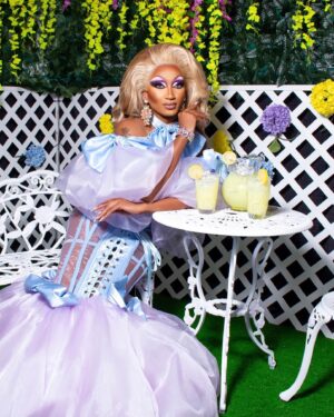 Angeria Paris VanMicheals Instagram - Feeling fab at my Southern Belle Garden party at @rupaulsdragcon this past weekend!! Which look was your favorite?? 

Look 1: @jeffreykellydesigns 
Look 2: @howiebofficial 
Hair 1: @karmasutradrag 
Hair 2: @baehmbaehmwigs 
Photos: @davidelaffe
