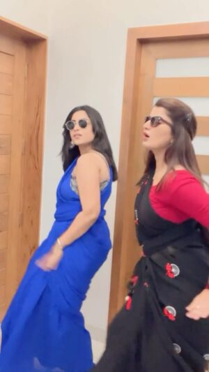 Anjali Rao Instagram - Tried out tiz trending reel with my girl 😁 @iam_anjalirao 💕 #nenaithainvandhai #shooting #location #ocactress #funtimes #instreels #keepsupporting