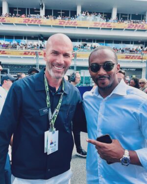 Anthony Mackie Instagram - With @zidane🏆🏆🏆🏆🏆at Miami Grand Prix ! 

#legend #zizou
@f1
@realmadrid