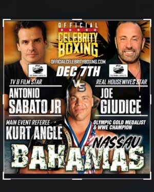 Antonio Sabàto, Jr. Instagram - All over @tmz_tv about 
Real Housewives star @joe.giudice is set to face Model and TV Star @antoniosabatojr December 7 with Celebrity referee WWE legend @therealkurtangle in the Bahamas to find out how to be apart of this event 
contact @damonfeldmanofficial 
Ceo@officialcelebrityboxing.com

@theburntcoffeecompany