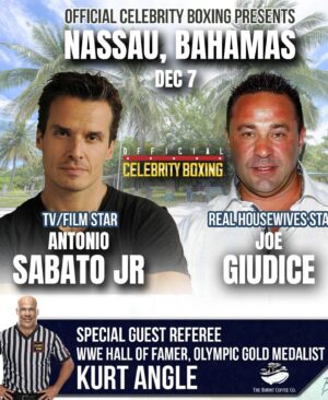Antonio Sabàto, Jr. Instagram - The Bahamas is almost set we will have some updates next week and now is the time to get on board !!! 
@antoniosabatojr Vs @joe.giudice  and @referee @therealkurtangle all going down in Nassau Bahamas
@celebrityboxing1 
@theburntcoffeecompany