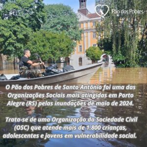 Antonio Villeroy Instagram - A Fundação Pão dos Pobres é uma das instituições que estamos apoiando, nesse momento difícil porque passa Porto Alegre.

O Pão dos Pobres existe há 129 anos acolhendo e protegendo milhares de crianças, adolescentes e jovens em situações de vulnerabilidade.

Muitas dessas crianças moram no Pão dos Pobres e precisam, especialmente neste momento de calamidade, da tua ajuda, pois o local está totalmente inundado e tiveram que sair da sua sede.

E agora eles precisam muito da tua ajuda para recuperar o espaço e voltar a oferecer esses serviços. 

E siga o Instagram deles @fundacaopaodospobres 

Apoie o Pão dos  Pobres 

Pela chave PIX: E-mail paodospobres@paodospobres.com.br

Para doações internacionais:

O Pão dos Pobres de Santo Antônio
Swift: BRASBRRJCTA
Agência Vinculada: 0010 - EMPRESA PORTO ALEGRE (RS)
Conta Vinculada: 205.076-5
IBAN: 8500000000000100002050765C1