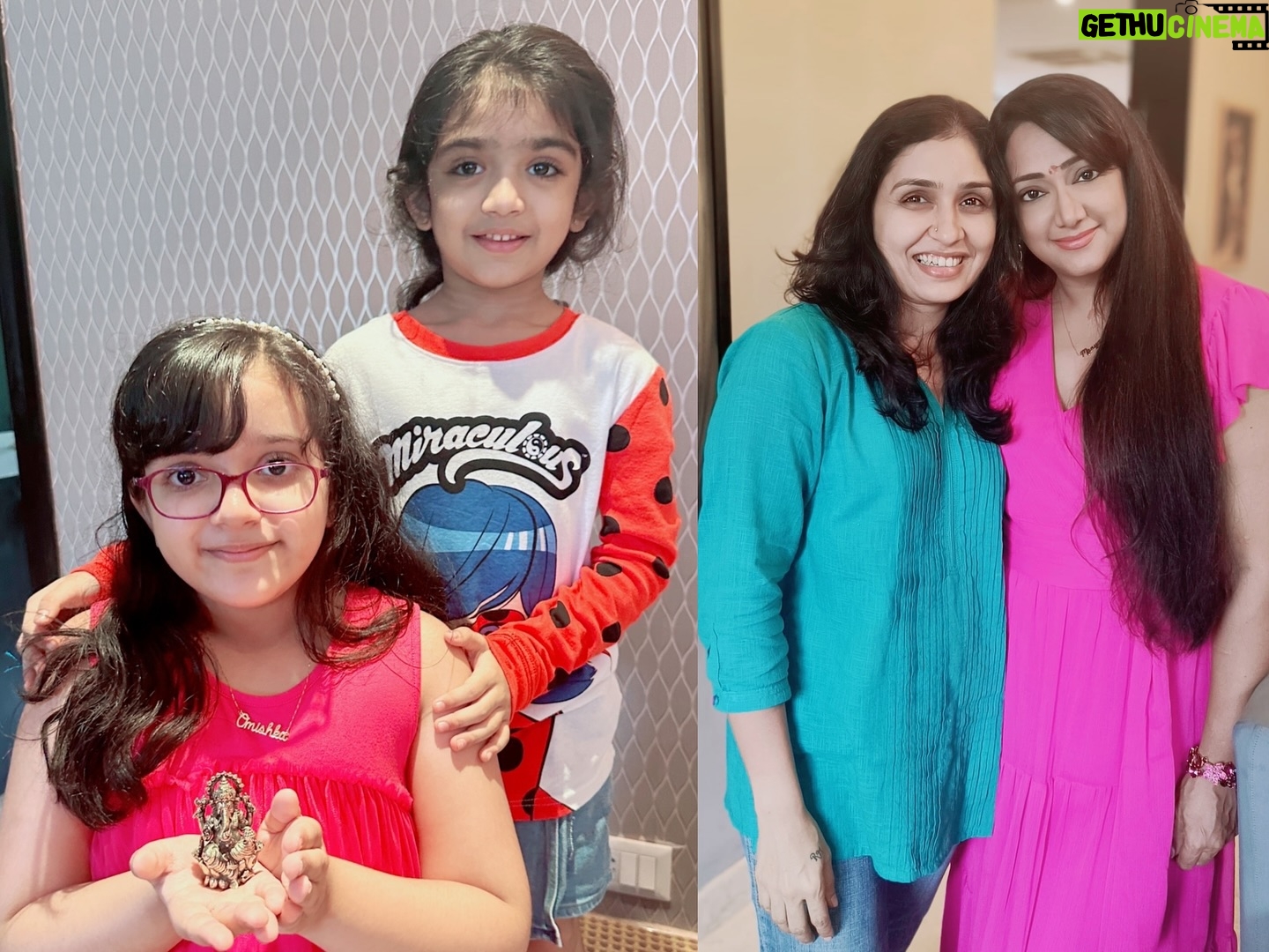 Anu Prabhakar - 10.8K Likes - The moment I first met @anu.p.mukherjee at the shooting location for Varsha movie with #vishnuvardhan sir, I knew we would hit it off!
Years later, oceans apart, we still have the same love & respect for each other. Now our daughters are friends too!!
Thanks Anu, Raghu, Amma, Aunty, and Nandana for the yummy Banana Ele Oota ❤️💕🥰 and the precious gifts!