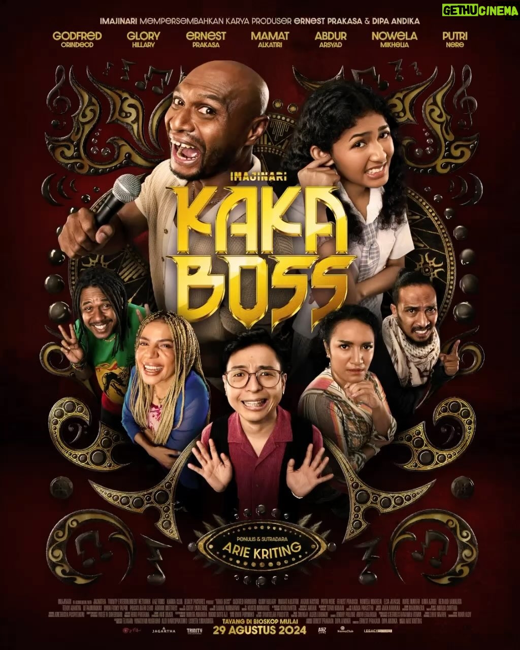 Arie Kriting - 14.6K Likes - Akhirnya ini dia official poster
Film KAKA BOSS dengan pemain-pemain orang timur yang sangat saya banggakan. Kaka @godfred_orindeod @abdurarsyad @mamat_alkatiri @glowglory15 @nereputri @mikhelia dan masih banyak lagi lainnya yang terlibat dalam film ini.
Terima kasih @imajinari.id Koh @ernestprakasa @dipaaa untuk kesempatan luar biasa sehingga saya boleh mewujudkan film ini. Hormaattt.