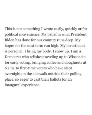 Ashley Judd Instagram - Today I published an essay in @usatoday. I hope you might read the whole piece. 

Yes, it is about what I believe is the deeply urgent imperative that a Democrat be voted into the office of President this November.

It is about how I respect and honor President Biden, a deeply decent man, and feel immense gratitude for all that has been gained. I particularly acknowledge his multi-decade commitment to ending male violence against women.

It is about how, at this infection point, I kindly and firmly invite him to voluntarily, gracefully step aside, creating space for a talented, robust Democrat to ensure the incalculable and unprecedented cruelty of a second Trump administration does not inflict harm upon millions of Americans, especially the more vulnerable among us.

And this essay is about more. I hope you will see that.

It is also about family, living in more rural places, and how we can, should and must stand up for what we believe in as individuals—and find a way, somehow, someway, to hold our dearest loved ones closer than we hold political beliefs.

Yes, I want to beat the other guy in November. And I also really want to beat my Pop at Canasta this evening after supper, sitting out on the back porch, with the lightening bugs’ magic and the song of the cicadas.

I fight for my beliefs. But I don’t fight with my family about politics. I love them too much to do that.  With family, I am less invested in who is right and who is wrong. I am much more invested in what is true. Because family love is true.