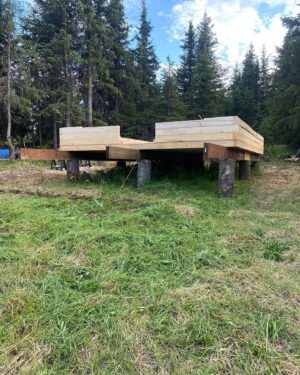 Atz Lee Kilcher Instagram - Started stacking logs on my dads “retirement “ cabin. Summer is flying by. As jane likes to say, “ work hard, play harder”🤷‍♂️ she also likes to say “you say potato I say vodka”. 

#jane #cabin #family #vodka