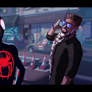 Aurélien Predal Instagram - #spidermanacrossthespiderverse 
More colorkeys for “My Name is Miles Morales” sequence. In the film those shots are mixed very nicely with animated drawings from Miles’ sketchbook - check out @diegopolieri ‘s work, who supervised those animations!

The Van Removal image was a bit tricky initially to get a clear instant read on Miles and Aunt May. But production designer @okeefe_artist ‘s trick of creating cast shadows pointing directly toward the characters definitely helped! (Even added an arrow in the van graphic to lead the eye toward the characters)

The most challenging image was probably Miles with his growing moustache… tough to make a black moustache read over the black suit..! X D

#spiververse #spiderman #spiderversemovie #animationart #vizdev #milesmorales #removal #sonyanimation
