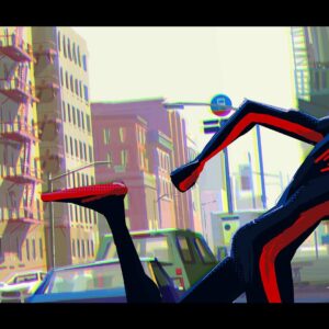 Aurélien Predal Instagram - #spidermanacrossthespiderverse 
“My Name is Miles Morales” sequence color keys. It was a very fun sequence to work on - a bit more realistic that what I’m used to paint, with mostly coloured grey and muted colours for the fight with spot images. 

The first image, outside the shop, is heavily based on @tlamdoods ‘ amazing design painting of that set, here the light is just slightly different.

(Only realising now that apparently I forgot to paint some of Spot’s spots on the second image… 😅)

#spiderversemovie #spiderverse #milesmorales #spot #thespot #visdev #animationart #sonypicturesanimation