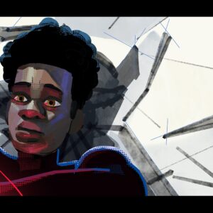 Aurélien Predal Instagram - Miguel VS Miles - Vertical Train sequence lighting keys for #spidermanacrossthespiderverse 
Swap to see the lighting variants keys for when the billboard screen pass around them, casting colorful light or cast shadows for a few frames.

When I started working on this sequence @wendelldalit already painted some amazing keys for the shots appearing in the first trailer. Those were a great guide in term of global mood and light direction for the painting of the remaining keys of the sequences.

It was a lot of fun to play with the markers aesthetic and construction lines for the background of the 2099 world. In this sequence I’ve also been given the task to explore the FX of Miguel’s energy suit for this fight against Miles.

#spiderversemovie #spiderman2099 #acrossthespiderverse #miguelohara #milesmorales #visualdevelopment #animationart