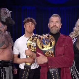 Austin Matelson Instagram - A huge opportunity has been laid out for #AEWAllIn in regards of the #AEW World Trio’s Champions The Patriarchy.

Watch #AEWDynamite LIVE on TBS!

@christian4peeps | @thenickwayne | @luchasaurus | @shaynawayneaew