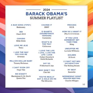 Barack Obama Instagram - With summer winding down, I wanted to share some songs that I’ve been listening to lately – and it wouldn’t be my playlist if it didn’t include an eclectic mix. I hope you find something new to listen to!