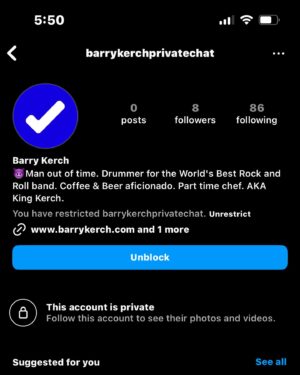 Barry Kerch Instagram - This is not me. Some sort of imposter asshat. I will never private chat, and I only have one account.  Don’t fall for these scam artists.  #shinedown #campaignagainstnegativity #falseaccount