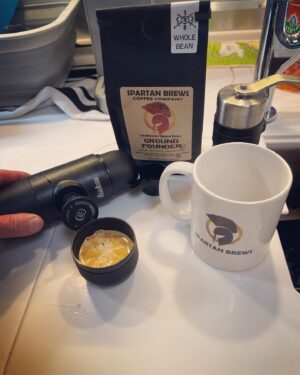 Barry Kerch Instagram - This is my camping espresso rig!  Never fails and easy to do.  And always use Spartan Brew coffee. My coffee company! 

#shinedown #espresso #spartanbrews #minipresso #campinglife