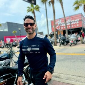 Bayardo De Murguia Instagram - Daytona Bike Week. We came, we saw, we conquered, and had a few Twisted Ice Teas in between. Thank you @indianmotorcycle for letting me be a part of the fam, and helping me share my love of motorcycles with all those I love. 

4 years as an ambassador and loving it.
Ride whatever, preferably an @indianmotorcycle 🕺🏻😎🏍️

#imrambassador 
#indianmotorcycle