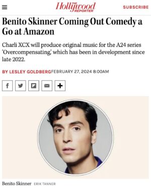 Benito Skinner Instagram - AHHHHHH!!!!!!!! I can’t believe this is finally real 🥹🥹 wrote this pilot 4 years ago and it found the perfect home and the perfect team @primevideo @a24 @charli_xcx @strongbaby Hope I make you proud! Mom and dad… I’m officially going back to college!!!!