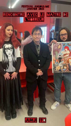 Benjamin Daniel Instagram - Exposition Junji Ito, l'Antre du Délire.
Festival d'Angoulême, janvier 2023 avec @elisa_phantomhive .

#junjiito #festivalangouleme #junjiitocollection