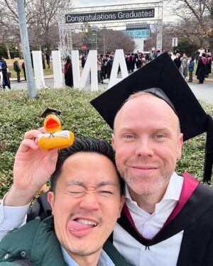 Benjamin Law Instagram - BREAKING: WE OFFICIALLY HAVE A MASTER IN THE HOUSE. 🎓🙇🏻‍♂️

Casually smashed a Masters in Applied Cybernetics at ANU with straight High Distinctions, no biggie. And if you don’t know what cybernetics is, let this guy gently blow your mind over dinner sometime. Think: the intersection of tech, AI, philosophy, ethics, humanities, social transformation … and learning to program a Roomba to escape a maze. 

Couldn’t be more proud of this handsome brainiac.