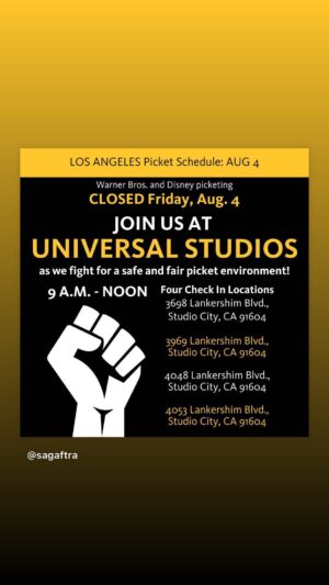 Bex Taylor-Klaus Instagram - FRIDAY AUGUST 4, 2023 — UNIVERSAL STUDIOS PICKET #SAGAFTRA #SAGAFTRASTRIKE #SAGAFTRASTRONG #STRIKE #UNION #UNIONPOWER