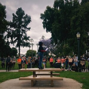 Bianca A. Santos Instagram - 6.5.20 
We wore orange for National Gun Violence Awareness Day 
We sang Happy Birthday to #BreonnaTaylor for the justice she and others deserve
It was a Peaceful Protest for #BLM 
It’s a marathon not a sprint. 🙏🏼