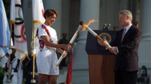 Bill Clinton Instagram - “The Olympic spirit — the spirit of goodwill, friendship, understanding, and unity across all the lines that divide us — can propel us into an even brighter era of respect & success.” —President Bill Clinton with Carla McGhee ahead of the 1996 Summer Games. | #Paris2024