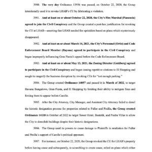 Billy Corben Instagram - #BREAKING: Miami Mafia FAILS to get all counts dismissed in new federal lawsuit that could bankrupt the city — filed by Little Havana businessmen and Ball & Chain owners who already won $63.5 million corruption judgment against Commissioner Joe Carollo last year. #BecauseMiami

U.S. Judge Federico Moreno has ordered at least 9 counts to move forward — including the Civil Conspiracy Claim Against Defendant City of Miami (aka “The Vile Little Plan”) that alleges the city government behaved like a criminal racketeering organization, weaponizing city agencies to violate constitutional rights of free speech and private property for political revenge.

Moreno says plaintiffs “satisfy the pleading requirement” to move ahead with their claim that government officials — including Carollo, city manager Art Noriega, disgraced fired city attorney “Tricky” Vicky Mendez, assistant city attorney Rachel Dooley, then building director “Ace” Marrero (promoted this year to assistant city manager of infrastructure), chief of unsafe structures Rene Diaz, fire marshal Adrian Plasencia, zoning director Daniel Goldberg, and Carollo’s chief of staff William Ortiz — “agreed to participate in the Civil Conspiracy” against the beloved Calle Ocho property owners and destroy their businesses in retaliation for their support of Carollo’s opponent in the 2017 commission election.

This is the case in which Miami taxpayers are paying 23 (!!!) outside attorneys to defend the city and 11 individual officials. Gotta pay the corruption tax! 

Judge Moreno has yet to file orders on the additional 127 counts in the complaint. @iamchristineking