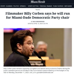 Billy Corben Instagram - With the election just one week away, I was concerned that the race for Miami-Dade Democratic Party Chair remained uncontested. 

State Senator Shevrin Jones is a good man and a more than capable candidate, but competition is good for the consumer. It is, in fact, essential for democracy: no options, no election. Voters need a robust marketplace of ideas. We deserve an opportunity to hear our candidates propose their plans and lay out of a vision for the future.

@MiamiDadeDems are a shambles. We’ve been hijacked by a consultant cartel that does not care about getting Democrats elected; they only care about lining their pockets. And they’ve run the Party right into the ground — for profit. They exploit our bank accounts to pass-through unlimited contributions to their candidates and abuse our hard-working volunteers for the sole benefit of their monopoly. They have perverted the very essence of what it means to be a Democrat.

We are trying to save our Party; they are trying to preserve their business model.

Until we acknowledge, confront, and remedy the reality of the unethical grifters in our midst, we will continue to lose elections.

And we must stop gaslighting ourselves about our prospects in this cycle. It further harms the credibility of an already debilitated brand and hampers any hope we have to move forward, fundraise, recruit candidates, run competent campaigns, and set a longterm course for success.

My chances of winning would be greater with anonymous ballots. I understand it’ll be difficult for many people to vote for me, even if they want to, due to the pressure and intimidation tactics you’ll be subjected to by the consultant cartel that demands the status quo because their livelihood depends on it. (Also #BecauseMiami.)

But this important process should not be a coronation; it should at least be a conversation. I often say Democrats in Florida never miss an opportunity to miss an opportunity. Let’s not miss this opportunity.

I have some ideas; I know @ShevrinJones does. Let’s talk about them. @nikkifriedfl