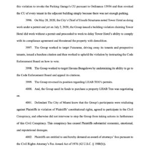 Billy Corben Instagram - #BREAKING: Miami Mafia FAILS to get all counts dismissed in new federal lawsuit that could bankrupt the city — filed by Little Havana businessmen and Ball & Chain owners who already won $63.5 million corruption judgment against Commissioner Joe Carollo last year. #BecauseMiami

U.S. Judge Federico Moreno has ordered at least 9 counts to move forward — including the Civil Conspiracy Claim Against Defendant City of Miami (aka “The Vile Little Plan”) that alleges the city government behaved like a criminal racketeering organization, weaponizing city agencies to violate constitutional rights of free speech and private property for political revenge.

Moreno says plaintiffs “satisfy the pleading requirement” to move ahead with their claim that government officials — including Carollo, city manager Art Noriega, disgraced fired city attorney “Tricky” Vicky Mendez, assistant city attorney Rachel Dooley, then building director “Ace” Marrero (promoted this year to assistant city manager of infrastructure), chief of unsafe structures Rene Diaz, fire marshal Adrian Plasencia, zoning director Daniel Goldberg, and Carollo’s chief of staff William Ortiz — “agreed to participate in the Civil Conspiracy” against the beloved Calle Ocho property owners and destroy their businesses in retaliation for their support of Carollo’s opponent in the 2017 commission election.

This is the case in which Miami taxpayers are paying 23 (!!!) outside attorneys to defend the city and 11 individual officials. Gotta pay the corruption tax! 

Judge Moreno has yet to file orders on the additional 127 counts in the complaint. @iamchristineking