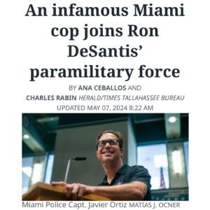 Billy Corben Instagram - #BREAKING: “Miami’s most corrupt cop” Captain Javier Ortiz — who has over 50 citizen complaints, 20 use-of-force incidents, three suspensions, a termination, cost taxpayers over $600,000 in brutality lawsuits, got promoted after falsely claiming he’s Black on a 2014 lieutenant’s exam and 2017 captain’s application (his original @mpdpolice paperwork said he’s white Hispanic), and the FBI and FDLE found “engaged in a pattern of abuse and bias against minorities, particularly African-Americans” — just joined Ron DeSantis’ paramilitary force “Florida State Guard” #BecauseMiami

Miami-Dade State Attorney Katherine Fernandez Rundle @saomiami, the county’s top cop for 31 years, has had ample opportunities to charge Ortiz over his 20  year career, but has done nothing, even when he’s caught on video committing alleged batteries, false arrests and lying in police reports to cover it up.

Ortiz was terminated in September 2022, then rehired by city manager @ArtNoriega and disgraced fired city attorney “Tricky” Vicky Mendez in a May 2023 settlement — with “all backpay” and benefits on his (CORRECTION) $155,004.96 salary — to work the night shift from home while also able to “work outside employment” (he can get a second job while he’s supposed to be working for taxpayers!), and will retire on November 7, 2025 with full public pension. #BecauseMiami