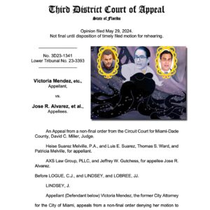 Billy Corben Instagram - #BREAKING: Florida Appeals Court DENIES disgraced fired Miami city attorney/mob lawyer “Tricky” Vicky Mendez’s motion to dismiss fraud case against her for allegedly exploiting her public position to help her husband’s house flipping hustle that reportedly preys on sick elderly homeowners to force them out of their homes, purchase them below market value (in some cases before they’re ever listed publicly), and then sell for huge profits (sometimes within days) #BecauseMiami

The Third District Court of Appeal agreed with the lower court that the plaintiff Jose R. Alvarez’s “Complaint contains sufficient allegations to survive a motion to dismiss asserting sovereign immunity.” 

The Complaint specifically alleges that “Mendez acted in bad faith, with malicious purpose, and in willful disregard to [Alvarez’s] property rights when she made this referral with intent to personally profit, through her husband’s company, from the sale of [Alvarez’s dead mother’s] home.”

“The Complaint does more than merely copy and paste language from the statute. It contains factual allegations that Mendez was involved in a conspiracy with her husband to defraud Alvarez...”

“Because the Complaint sufficiently alleges that Mendez acted in bad faith or with malicious purpose or in a manner exhibiting wanton and willful disregard of Alvarez’s property, we affirm the trial court’s order denying Mendez’s motion to dismiss.”