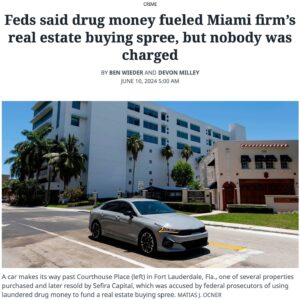 Billy Corben Instagram - Evergreen Headline: “Drug money laundering fuels Miami real estate buying spree…and nobody was charged with a crime” #BecauseMiami

Miami-based real estate investment firm Sefira Capital was accused by federal prosecutors in a January 2021 civil forfeiture complaint of accepting millions of dollars in drug trafficking proceeds to fund investments in Florida commercial real estate between 2016 and 2019.

“In the civil forfeiture complaint, prosecutors alleged that money invested by Sefira had been laundered through the Black Market Peso Exchange, a shadow financial system used by drug traffickers in Mexico and other countries to convert tainted U.S. dollars obtained from drug sales into clean currency in their native countries. In an undercover operation, agents for the U.S. Drug Enforcement Agency were directed by money laundering brokers from the black market exchange to deposit millions of dollars in various accounts related to different Sefira properties in 2018 and 2019.” 

Three days after filing the complaint, prosecutors reached a settlement with Sefira. The company agreed to forfeit $22.5 million and pay $6.5 million in lieu of giving up several properties. Prosecutors didn’t bring any criminal charges against Sefira or its co-founders. Under the settlement, the company and its employees didn’t admit any “liability, fault, guilt or wrongdoing.” — via The Miami Herald
