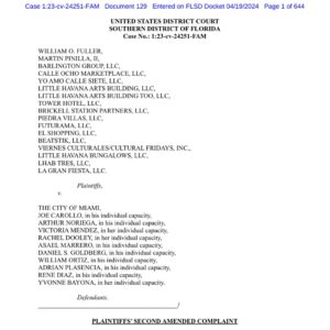 Billy Corben Instagram - ¡MAS MIAMI MAFIA MIERDA! 

#BREAKING: Third Time’s the Charm! After two prior dismissals to amend, Federal Judge Federico A. Moreno has ACCEPTED and is PROCEEDING with the Plaintiffs’ Second Amended Complaint in the BLOCKBUSTER “Carollo Cabal” lawsuit against the City of Miami and 11 individual city employees, accusing them of “engag[ing] in a well-known, widespread and pervasive custom of weaponizing City resources to target and harass” in violation of the Constitution. #BecauseMiami 

The new 644-page complaint filed by the Little Havana business owners who last summer won a $63.5 million corruption judgment against Miami Commissioner Joe Carollo, relies heavily on testimony and evidence already successfully litigated in that case, and reads like a Racketeer Influenced and Corrupt Organizations (RICO) indictment.

An earlier draft of the suit referred to the defendants as the “Carollo Cabal” (aka Miami Mafia) — including Commissioner Joe Carollo, his chief of staff William Ortiz, city manager Art Noriega, disgraced fired city attorney “Tricky” Vicky Mendez, assistant city attorney Rachel Dooley, building director Asael “Ace” Marrero, zoning director Daniel Goldberg, fire marshal Adrian Plascenia, unsafe structures chief Rene Diaz, and building official Luis Torres — who allegedly conspired to weaponize city government for political revenge to target Bill Fuller and Martin Pinilla and their various properties and business in and around Calle Ocho, including the historic Ball & Chain nightclub, and repeatedly violate their constitutional rights.

City of Miami taxpayers are paying for 23 lawyers to defend the alleged corruption in this one case, which is set for trial in the fall and could bankrupt the city. @iamchristineking manolo4miami francissuarez @usao_sdfl