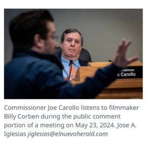 Billy Corben Instagram - Find yourself a commissioner who looks at you the way Joe “Wifebeater” Carollo looks at me. #BecauseMiami