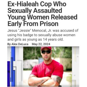 Billy Corben Instagram - City of Progress: Ex-Hialeah cop Jesús Menocal Jr., who confessed to kidnapping and sexually assaulting 4 women and girls as young as 17, released early from federal prison for “good behavior.” Additional accusers include 14 year old. He will not have to register as a sex offender and plans to work at his family firearms training school. #BecauseMiami #BecauseHialeah

Menocal wants a judge to modify his probation to possess guns so he can work at the firearms facility owned by his dad — a corrupt Miami cop caught on tape in the 1980s plotting a cocaine heist with his cop twin brother, and later became Sweetwater Police chief.

In 2016, despite Hialeah Police Internal Affairs having evidence that Menocal committed “unlawful sexual activity” with minors and finding he broke over 20 department rules, Chief Sergio Velázquez gave him a raise and lied to the press about it.

Miami-Dade State Attorney Katherine Fernandez Rundle — who never charged a law enforcement officer with an on-duty killing during her entire 31 years in office — cleared Menocal, lied about interviewing his victims and then her office said they “lost much of the investigative file.”

In the close-out memo, assistant state attorney Johnette Hardiman blamed the victims, describing them as “gang” members, called one “a bi-polar chronic runaway” and wrote “none claimed outright force or threat, just authoritative pressure” from a uniformed, armed police officer.

The co-author was her then supervisor now former executive director of the Miami-Dade Ethics Commission who was just rehired by Rundle to help clean up a misconduct scandal involving veteran prosecutors disqualified from a death penalty case for alleged witness tampering, obstruction of justice and plotting to murder a witness. 

In 2019, after Hialeah PD and Rundle covered up the crimes of this alleged serial rapist cop, the FBI arrested Menocal. In 2022, he pleaded guilty to abusing victims, ages 25, 17, 19 and a woman of an unspecified age who was having a mental health crisis.