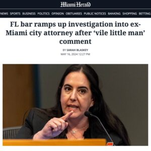 Billy Corben Instagram - #BREAKING: My @TheFlaBar complaint against disgraced fired Miami city attorney/mob lawyer
“Tricky” Vicky Mendez has been escalated into a full investigation (only 1/3 of complaints advance to this stage) — and wait’ll you read her reply which proves all you need to know about her competence and ethics...
#BecauseMiami #VLM #VileLittleMan

Her response to my complaint is basically:

1. I did it and I’m not sorry.
2. Don’t you know who I am?
3. F*ck the First Amendment!

If you’re a lawyer desperately looking for a new job, it would be self-destructive to write something this deranged, that prospective employers could read... at MiamiHerald.com. @iamchristineking