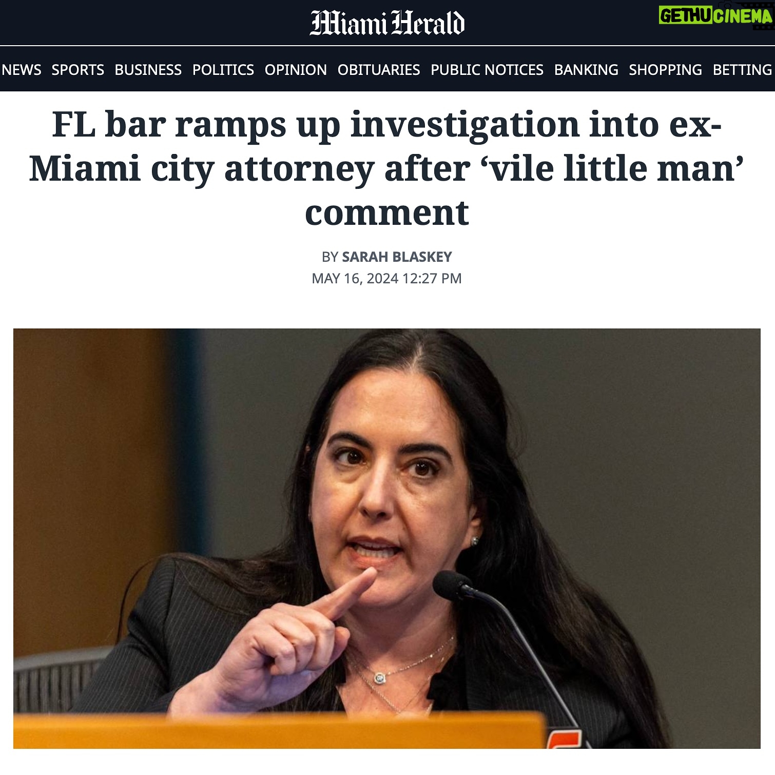 Billy Corben - 3 Likes - #BREAKING: My @TheFlaBar complaint against disgraced fired Miami city attorney/mob lawyer
“Tricky” Vicky Mendez has been escalated into a full investigation (only 1/3 of complaints advance to this stage) — and wait’ll you read her reply which proves all you need to know about her competence and ethics...
#BecauseMiami #VLM #VileLittleMan
Her response to my complaint is basically:
1. I did it and I’m not sorry.
2. Don’t you know who I am?
3. F*ck the First Amendment!
If you’re a lawyer desperately looking for a new job, it would be self-destructive to write something this deranged, that prospective employers could read... at MiamiHerald.com. @iamchristineking