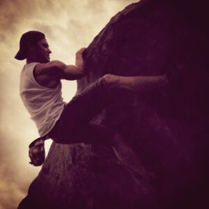 Blair Redford Instagram - There’s a river of lava below me. Sankara stones in my chalk bag.
