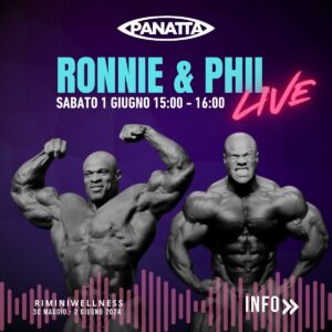 Bob Cicherillo Instagram - RONNIE&PHIL LIVE 
Phil Heath e Ronnie Coleman non sono solo atleti straordinari, ma anche fonti di ispirazione per milioni di persone in tutto il mondo. Ascoltare le loro storie, porre loro domande dirette e ricevere consigli è un’opportunità che non potrai perdere!
Ti aspettiamo sabato 1 giugno dalle 15.00 alle 16.00!  Non mancare!

📍 RiminiWellness Ingresso Sud, Wellness Arena
📆 Sabato 1 giugno dalle 15:00 alle 16:00 
🔓 Accesso Libero | Prenotazione non richiesta

Presentatore @ifbbprobobchick “The Voice of Bodybuilding”
Traduzione simultanea by @rossellapruneti

#panattapassion #rw24 #riminiwellness #ronniecoleman #philheath #mrolympia #bobchicherillo #bodybuilding #motivation #bodybuildingpassion #yeahbuddy